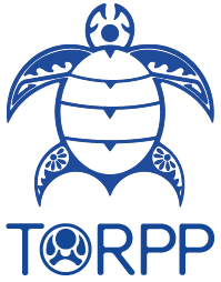 logo du projet TORPP bleu avec iconographie de tortue et baseline